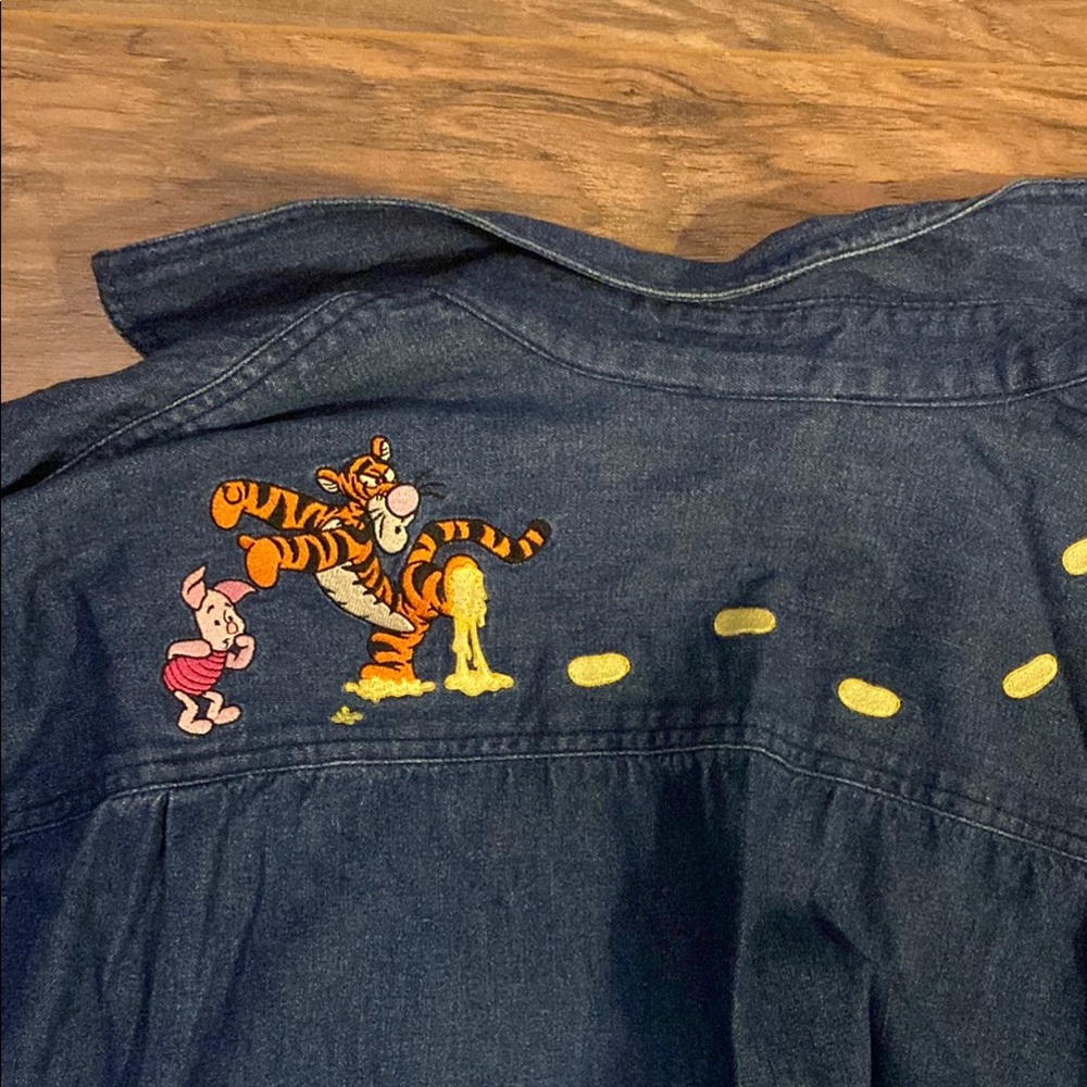 Vintage Disney Blue Denim Jacket with Winnie the Pooh Embroidery - Picture 2 of 3